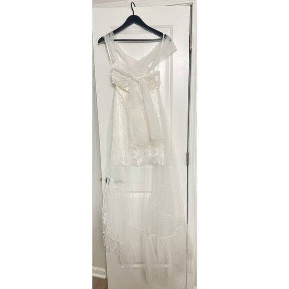 FOR LOVE & LEMONS Lace Mini Dress with Tulle Overlay in White Size Small NWT - Picture 5 of 11